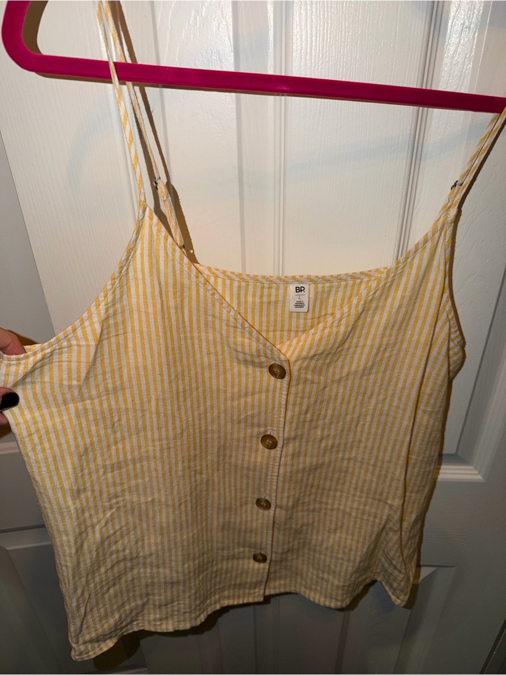 Nordstrom BP. Yellow & White Linen blend Camisole Tank Top.